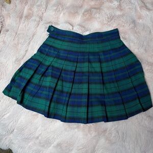 Forever 21 Green and Blue Plaid A-Line Skirt